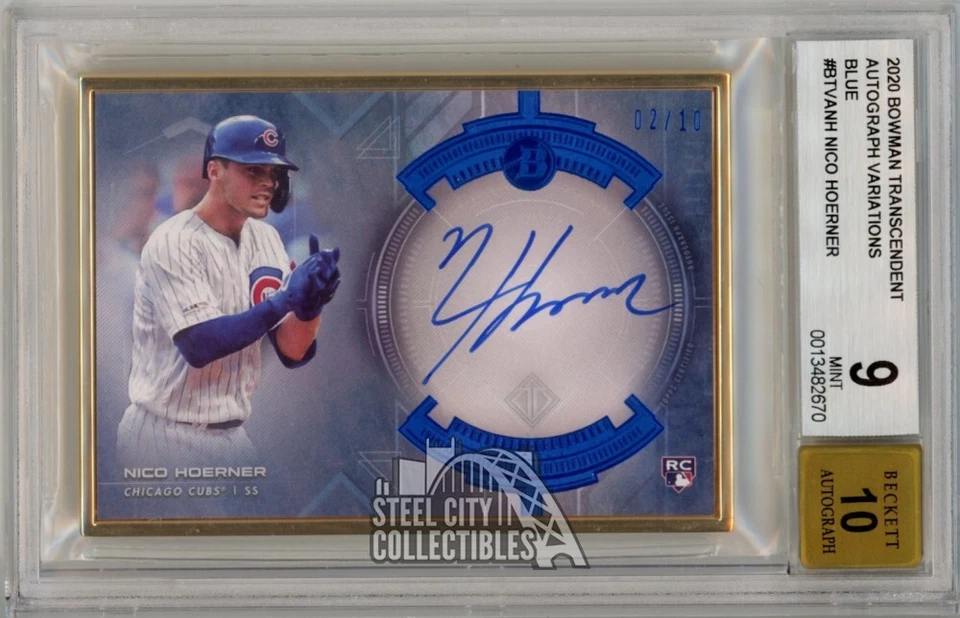 Nico Hoerner 2020 Bowman Transcendent Blue Autograph Rookie Card 02/10 BGS 9 - Image 1 of 1