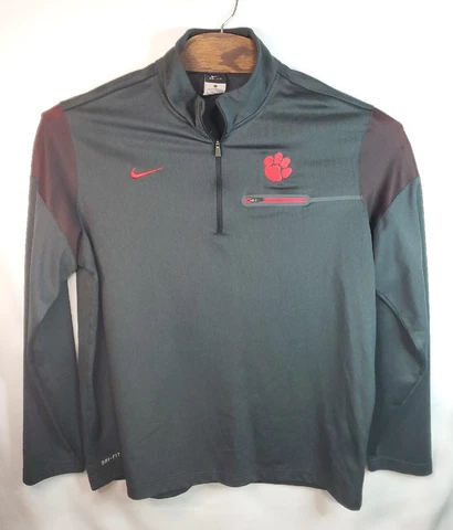 Mens Nike Dri-Fit Clemson Tigers 1/4 Zip Pullover Sweatshirt Gray Orange XL Cover