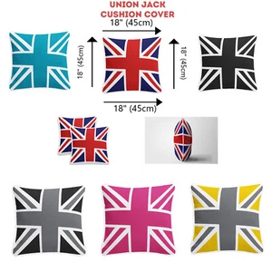 Union Jack Cushion Covers 100%Cotton UK British Flag Case PipeEdge Zip Entry 18" - Picture 1 of 29