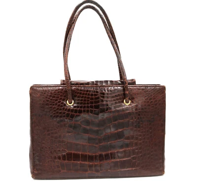 Vintage - JUDITH LEIBER - Large Brown ALLIGATOR Handbag Brief - Rare - - Image 1 of 4