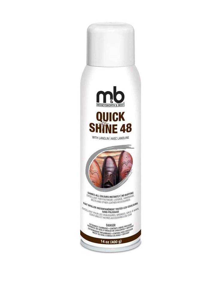 Moneysworth & Best Shoe Boot Quick Shine 48 Spray With Lanolin 14 Oz