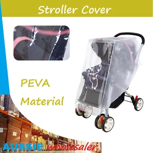 Universal Baby Stroller Rain Cover Hail Clear Hook Loop Straps 90cm x 95cm - Picture 1 of 3