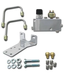 Chrome Bottom Mount Adjustable Valve & Distribution Block w/ Lines & Bracket - Picture 1 of 4