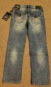 NWT True Religion Boys Rocco Distressed Relaxed Skinny Jeans, Size 6, Red stitch - Picture 1 of 5