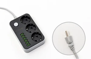 EU to US United States Travel Adapter USB 3 sockets 2m Extension Lead Type B - Picture 1 of 11