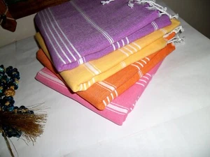 Set Of 4 Beach Fouta Fringe Towel , Turkish Peshtemal Towel Set - Picture 1 of 4