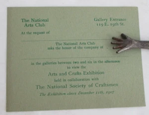 1907 NATIONAL ARTS CLUB Arts & Crafts Exhibition Invitation Card - Picture 1 of 2