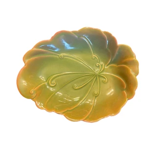 Brad Keeler Artware 729 Lettuce Bowl Platter 13X10 Green/Pink Shades Mid Century - Picture 1 of 7