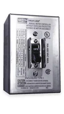 Hubbell Wiring Device-Kellems Hbl1372d Manual Motor Switch,30A,600Vac,2P
