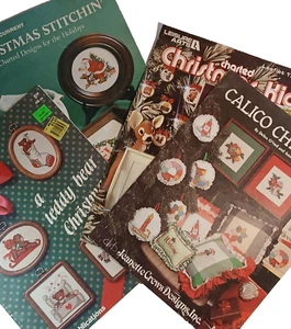 Christmas Cross Stitch Books Leaflets Lot Of 4 Santa Teddy Bears Kids Stocking.. - Picture 1 of 21