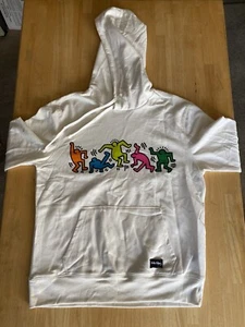 KEITH HARING CREAM WHITE SWEATSHIRT Hoodie DANCING PEOPLE  mens SIZE S - Picture 1 of 7