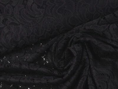 SPITZE elastisch Stoff Spitzenstoff Blütenbogen SCHWARZ 10,98/m - Bild 1 von 2