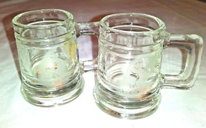2 Walt Disney Mickey Mouse Glass Mug Shot Glass Dad & Mom on Back Etched - Picture 1 of 5