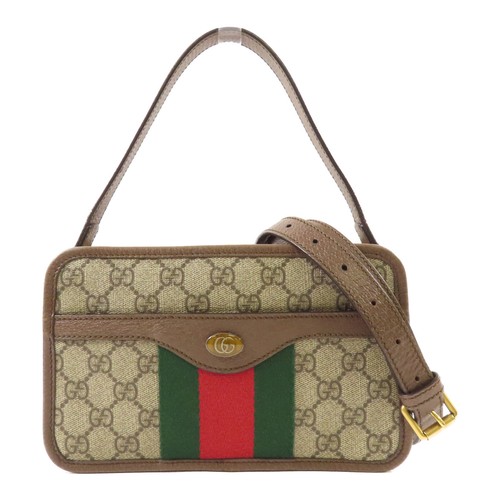 Borsa Gucci GG GHW Ophidia GG Supreme 2 vie 598130 tela rivestita marrone