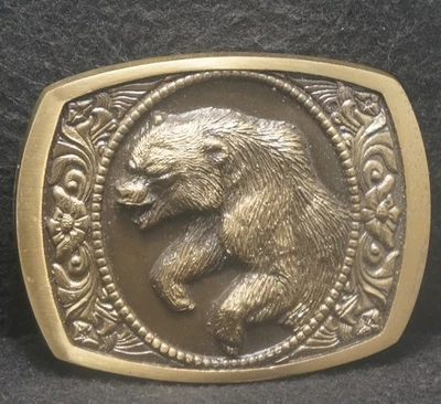 XD17149 *NOS* HEBILLA DE CINTURÓN VINTAGE 1984 **GRIZZLY BEAR** ARTE ANIMAL SILVESTRE Foto 1 de 2