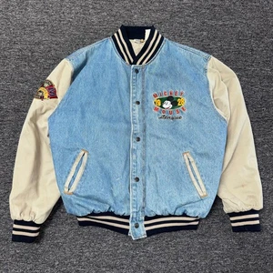 Vintage 90s Disney Mickey Mouse Varsity League Jacket - Herren Gr. L Jeansblau - Bild 1 von 6