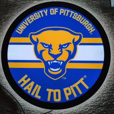 Pitt Panthers 15" Round LED Lit Wall Sign New - Image 1 of 4