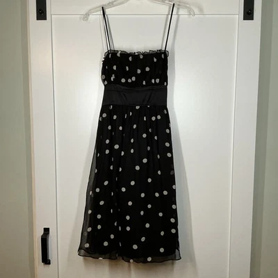 Vestido Nine West Y2K Negro Lunares 100% Seda Talla 2 Volantes Hada Cachicho Foto 1 de 3
