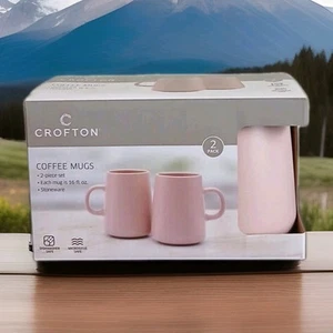 Crofton Pink Stoneware Expresso Mugs 2 Piece Set New With Box - Picture 1 of 12