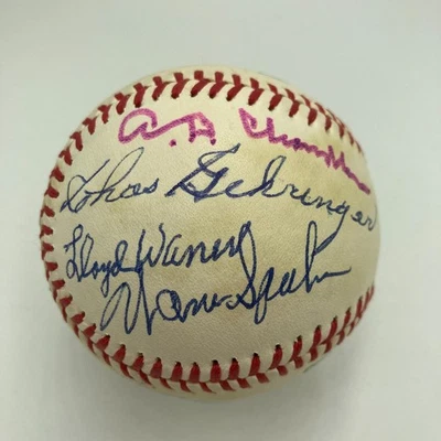 1970's HOF Multi Signed Baseball Red Ruffing Ernie Banks Earl Averill JSA - Image 1 of 4