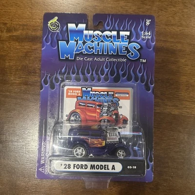 MÁQUINAS MUSCULARES '28 FORD MODELO A - MUY BUEN ESTADO NUEVO COCHE CLÁSICO FUNDIDO A PRESIÓN CON LLAMAS Foto 1 de 4