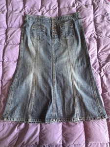 Women's Vintage Y2K Gap Jean flare A-Line Denim Ankle Length Skirt Sz 14 - Picture 1 of 10