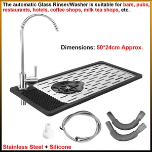 Easy-to-Clean Stainless Steel Glass Rinser+Push Button Type Faucet Silicone Mat - Picture 1 of 24