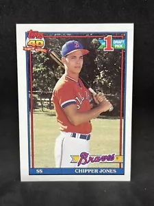 1991 Topps Chipper Jones #1 Draft Pick Rookie Card RC #333 HOF Atlanta Braves 2 - Picture 1 of 2