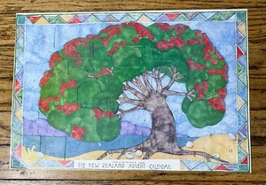 Calendario de Adviento Vintage Nueva Zelanda Pohutakawa Árbol Cartón Navidad Ecléctico - Imagen 1 de 5