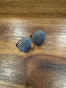 Vintage Metzke Pewter Vintage Cufflinks Sea Scallop Shell 301U - Picture 1 of 4