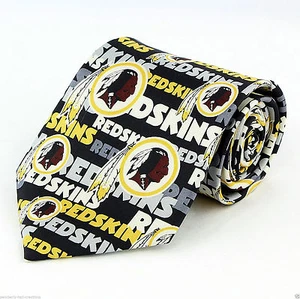 Washington Redskins Men's Silk Licensed Necktie NFL Football Fan Black Neck Tie - Picture 1 of 2