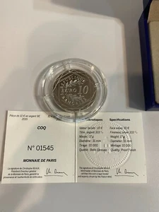 2015 10 Euro Silver Proof Coin Monnaie De Paris .333 17g BOX/COA Rooster - Picture 1 of 4