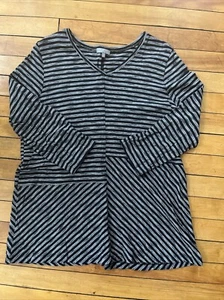 Top Mujer Habitat Cuello en V Talla Mediana Rayas Lagenlook Informal - Imagen 1 de 10