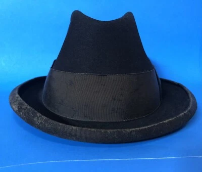 Vintage Stetson 3X Black Fedora Hat w/ Kettle Curl Ribbon Brim -  Size 7 1/4 - Image 1 of 4