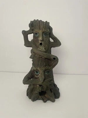 See No, Speak No, Hear No Evil Smoking Tree Incense Holder 12" Tall - Image 1 of 4