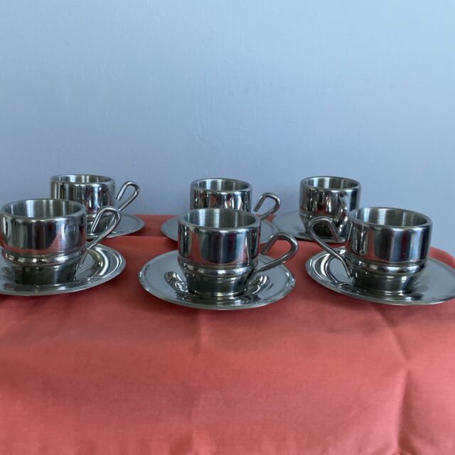 Signature ԳAVAT Coffee Cup & Saucer Set W/ Stainless Steel Coffee Pot