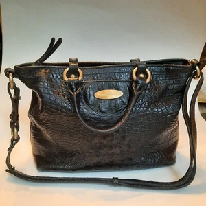 Brahmin Arno Medium Twilight Leather Tote Bag Satchel Purse Crocodile Embossed - Picture 1 of 9