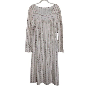 Croft & Barrow Cardinal Midi Nightgown Womens Medium White Cotton Long Sleeve - Picture 1 of 11