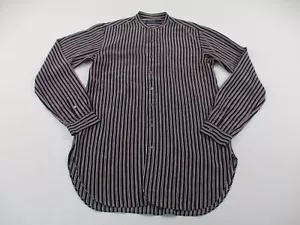 Polo Ralph Lauren Shirt Mens Small Red Silk Striped Mandarin Collar Long Sleeve - Picture 1 of 11