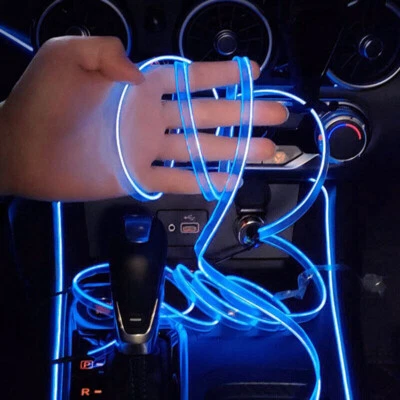 9.8ft Blue LED Car Interior Light EL Wiring Neon Strip DIY Flexible Ambient Lamp - Image 1 of 4