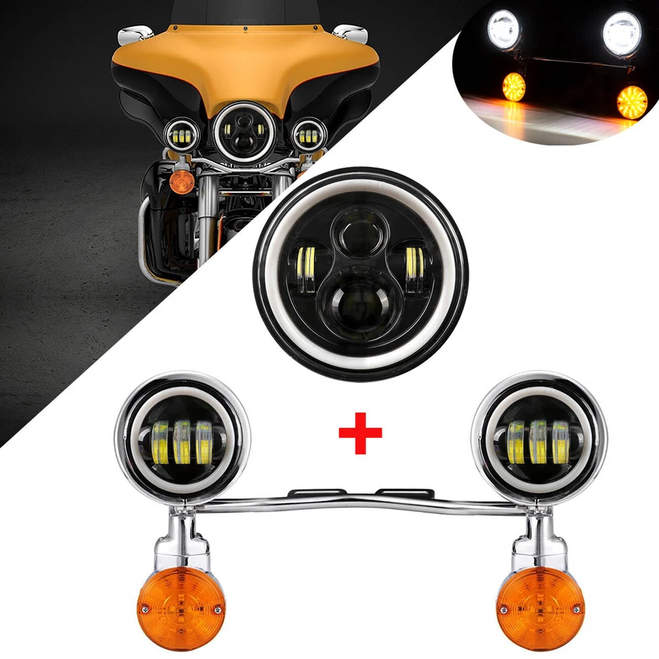 Faro LED de 7" y barra de luz de paso para Kawasaki Vulcan VN 800 900 1500 1600 17 Foto 1 de 4