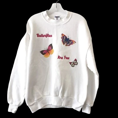 Sudadera Para Mujer Talla L Mariposas Bordada De Colección Abuela Cottage Core Foto 1 de 4