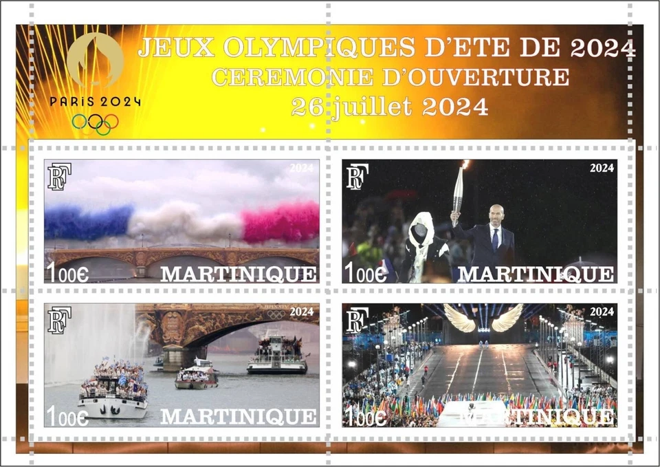 Stamp block Olympian games opening Paris 2024 Martinique unofficial issue - Image 1 of 1
