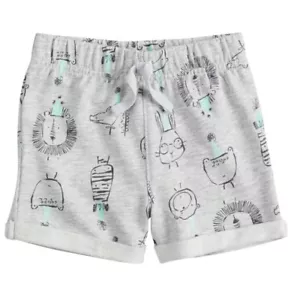 NWT Baby Boys Jumping Beans French Terry Shorts Gray Party Animals Size 9 Months - Picture 1 of 1