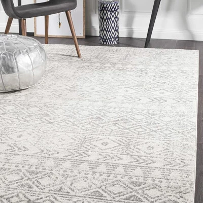 HARBOR GREY IVORY BOHO TRIBAL VINTAGE MOROCCAN MODERN FLOOR RUG - 4 Sizes *NEW* - image 1 of 4