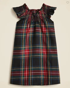 New Crewcuts Girls Nightgown 8 10 12 Smocked Flannel Sleeveless Black Red Tartan - Picture 1 of 3