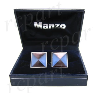 New Men's Cufflinks cuff links square mother of pearl blue purple triangle  - Picture 1 of 2