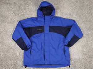 Vintage Columbia Mens Jacket Large Blue Hooded Windbreaker Vented Outdoors - Picture 1 of 8