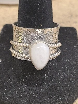 Anillo giratorio de piedra lunar 925 7,12 gramos talla 9 Foto 1 de 4
