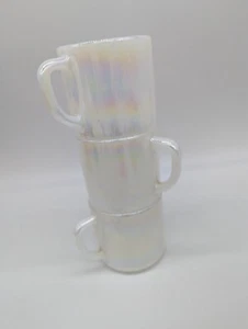 Vintage Federal Glass Moonglow Iridescent Rainbow Mugs - Lot of 3 - Picture 1 of 7